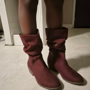 Tan mid-calf slouch woman boots